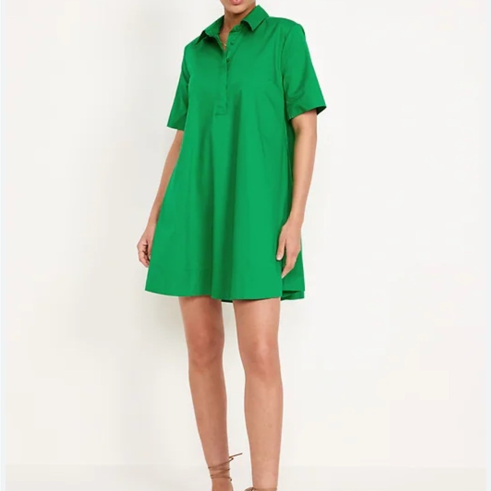 Vibrant Green Button-Up Dress
